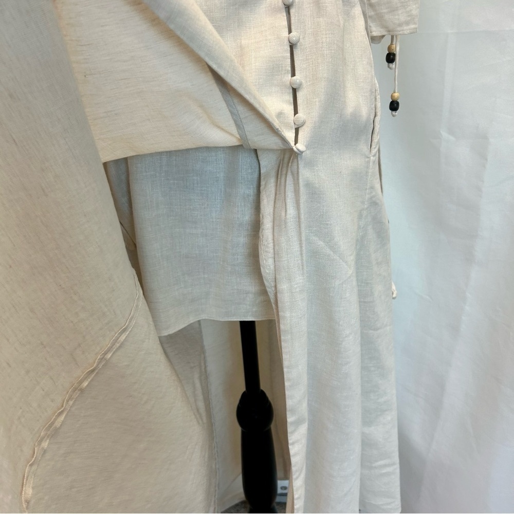 Jonathan Simkhai off the shoulder cream beige cotton and linen dress Sz XS - Picture 6 of 15